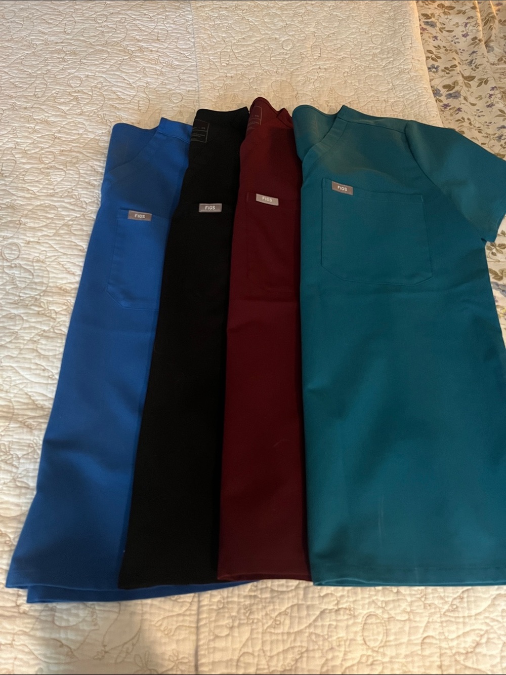 Figs (all 4) Women's Scrub Tops in Teal, Burgundy, Black, Royal Blue